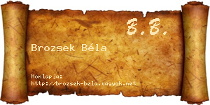 Brozsek Béla névjegykártya